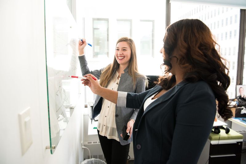 Next Target leader coaching team members at a whiteboard